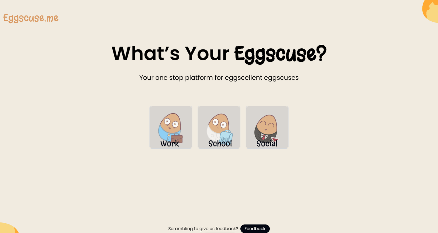 eggscuse homepage